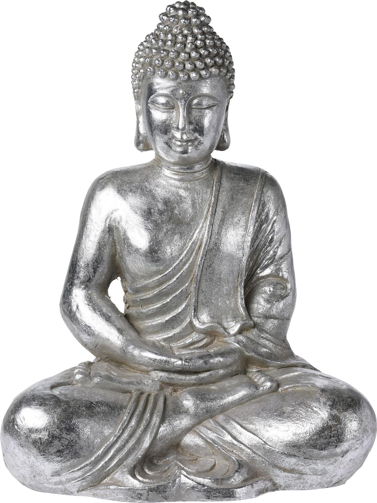 Boeddha zittend zilver 49cm - Hermie.com - Alles voor huis & tuin online!