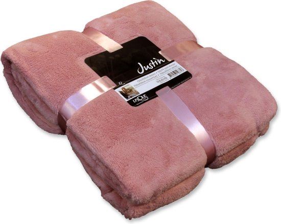 Groot zak beklimmen Fleece Plaid Justin 150x200cm oud roze - Hermie.com - Alles voor uw huis &  tuin online!