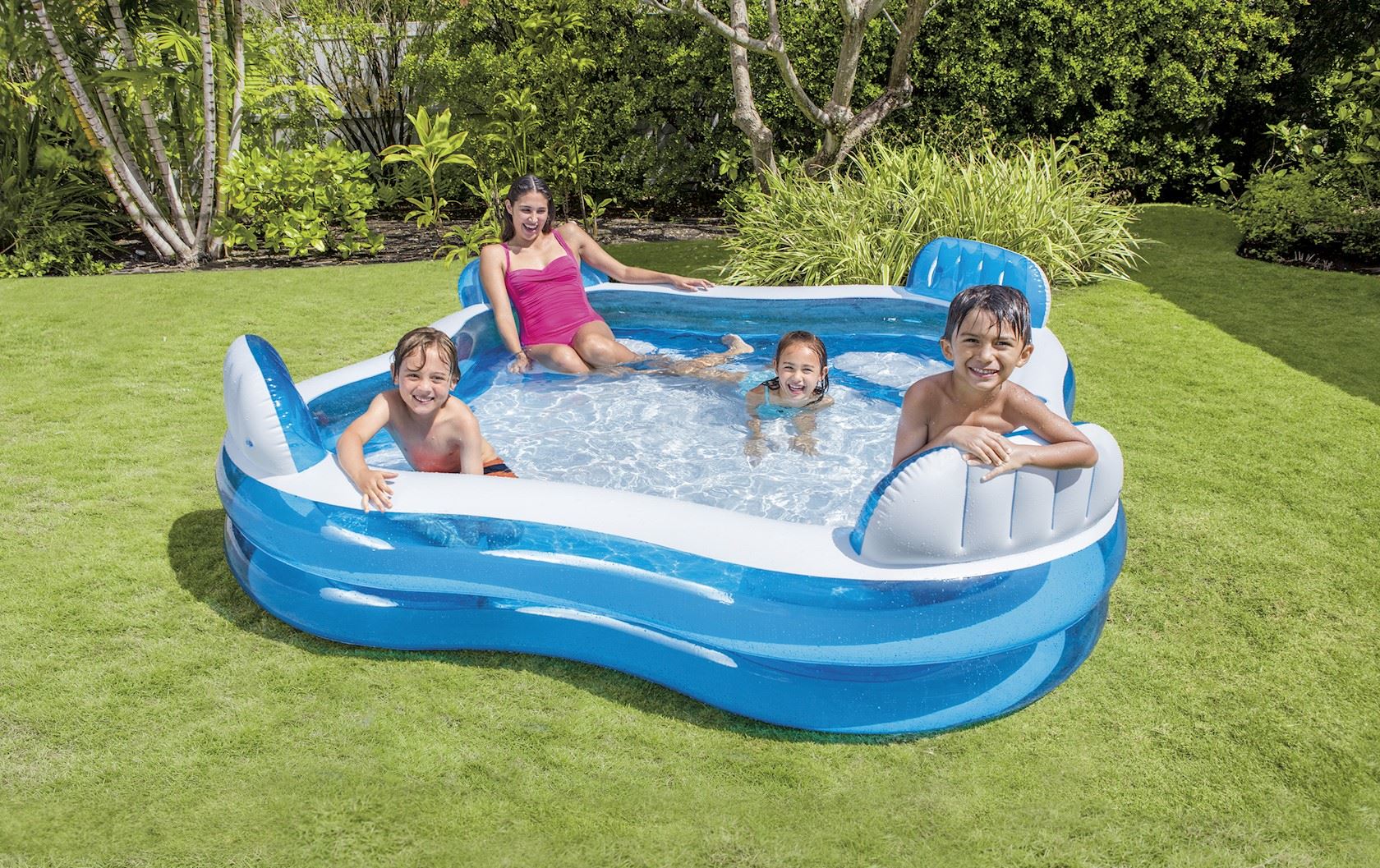 Intex Family Lounge opblaasbaar zwembad vierkant - L229 x B229 x H46 cm - Hermie.com - Alles voor uw huis tuin