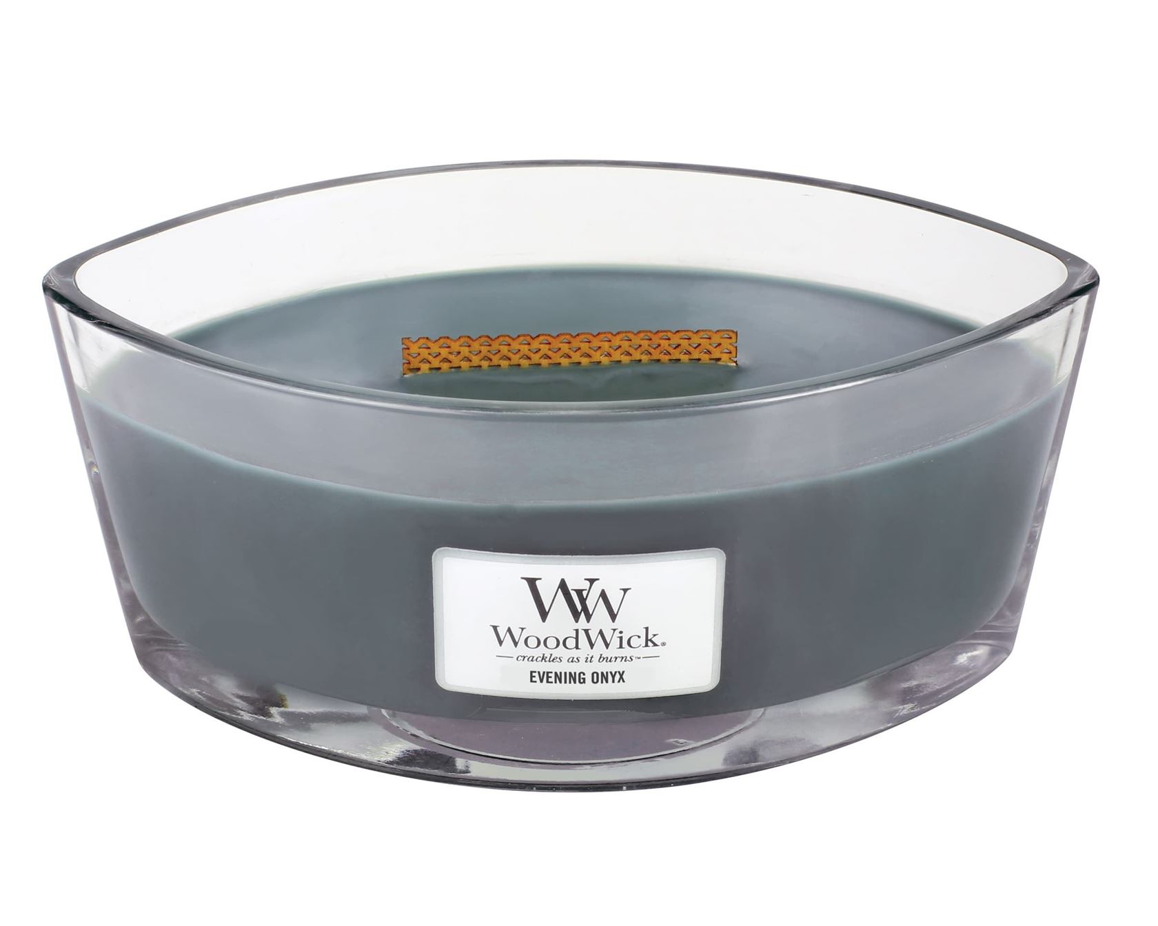 Woodwick Ellipse Candle - Evening Onyx - heartwick Flame - Geurkaars