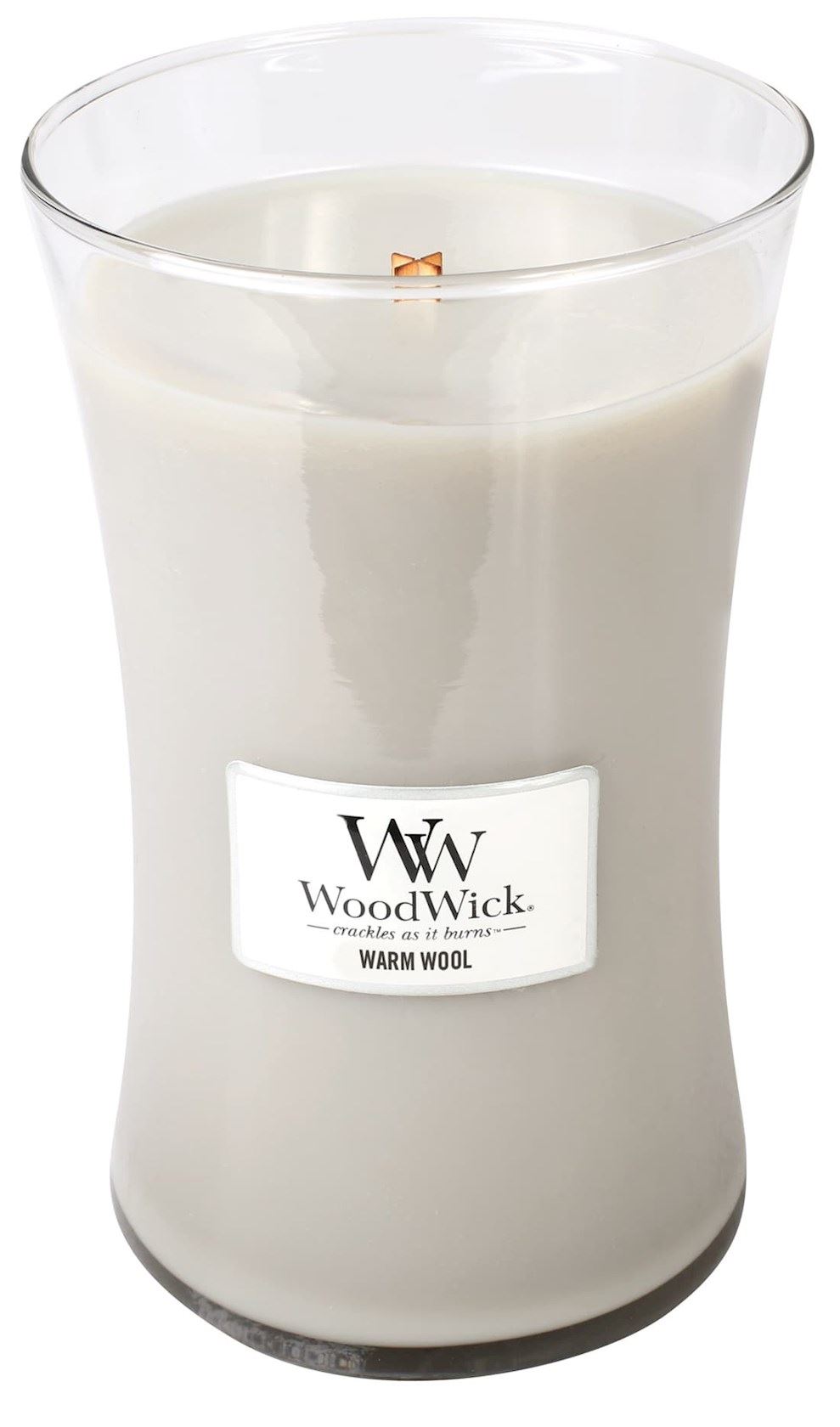 Woodwick Large hourglass candle "Warm Wool" 